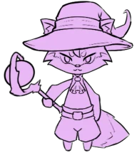 Ruby, a raposa maga, em pose de conjuração